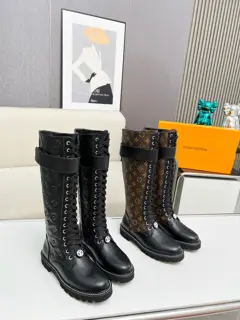 Louis Vuitton Territory boots are a combination of smooth cowhide and Monogram embossed