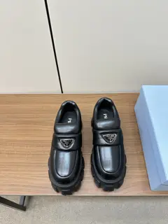 Prada platform thick-soled triangle logo loafers
