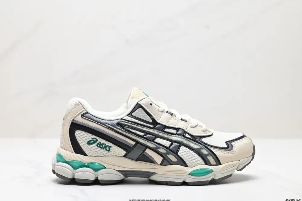 ASICS GEL-NYC 2055 breathable mesh upper with some synthetic leather material. Adopts new 1203A542-100