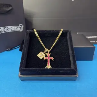 Chrome Hearts gold-plated mini flame cross necklace