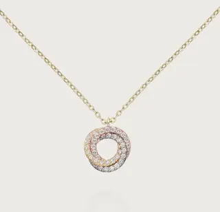 Cartier white diamond three-color three-ring necklace shipped S925 sterling silver material