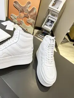 Celine thick-soled high-top white shoes