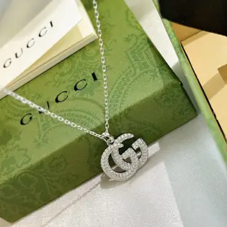 Gucci’s counterattack year GUCCI classic logo double G full diamond necklace perfect