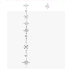 Apm monaco asymmetrical sterling silver inlaid crystal diamond meteor long earrings