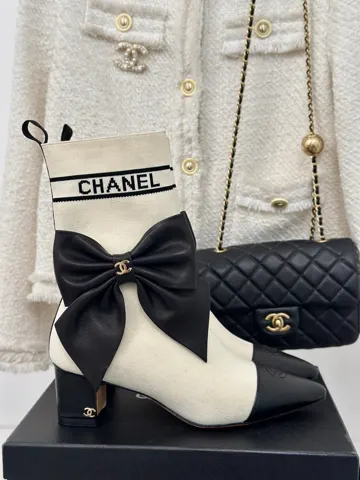 Chanel high-heeled bowknot sock boots