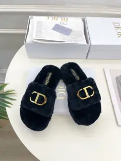Dior new classic CD buckle thick-soled wool slippers