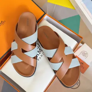 Hermès Kazimir series cross webbing waterproof platform sandals retro second uncle shoes H