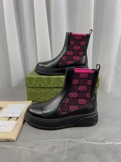 Gucci Thick-soled GG knitted patchwork Chelsea Heels