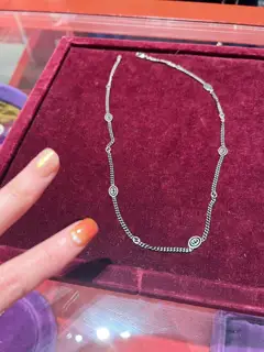 GUCCI interlocking double G thin enamel silver necklace