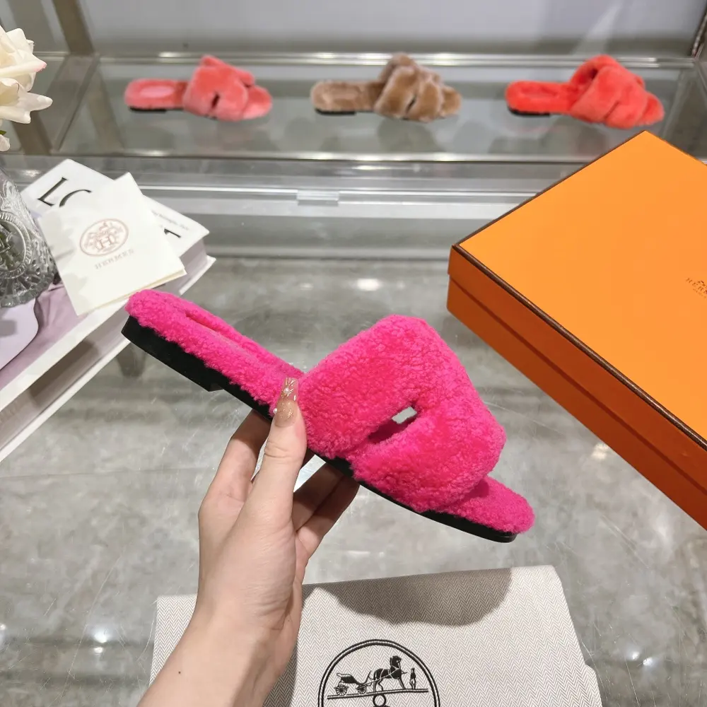 Hermès full leather rabbit fur model Shoes