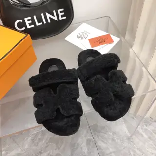Hermès Fur Slippers