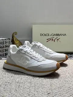 Dolce & Gabbana cowhide patchwork men’s casual sports shoes fashionable elastic sports