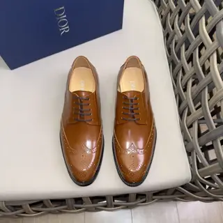 Dior Derby Shoes|Formal leather shoes with leather sole|Crafted with open-edge pearl