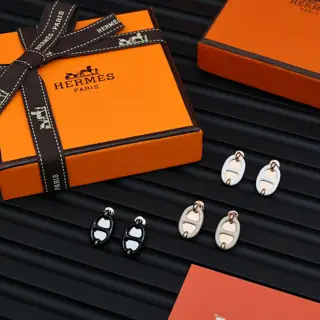 Hermès new enamel pig nose earrings