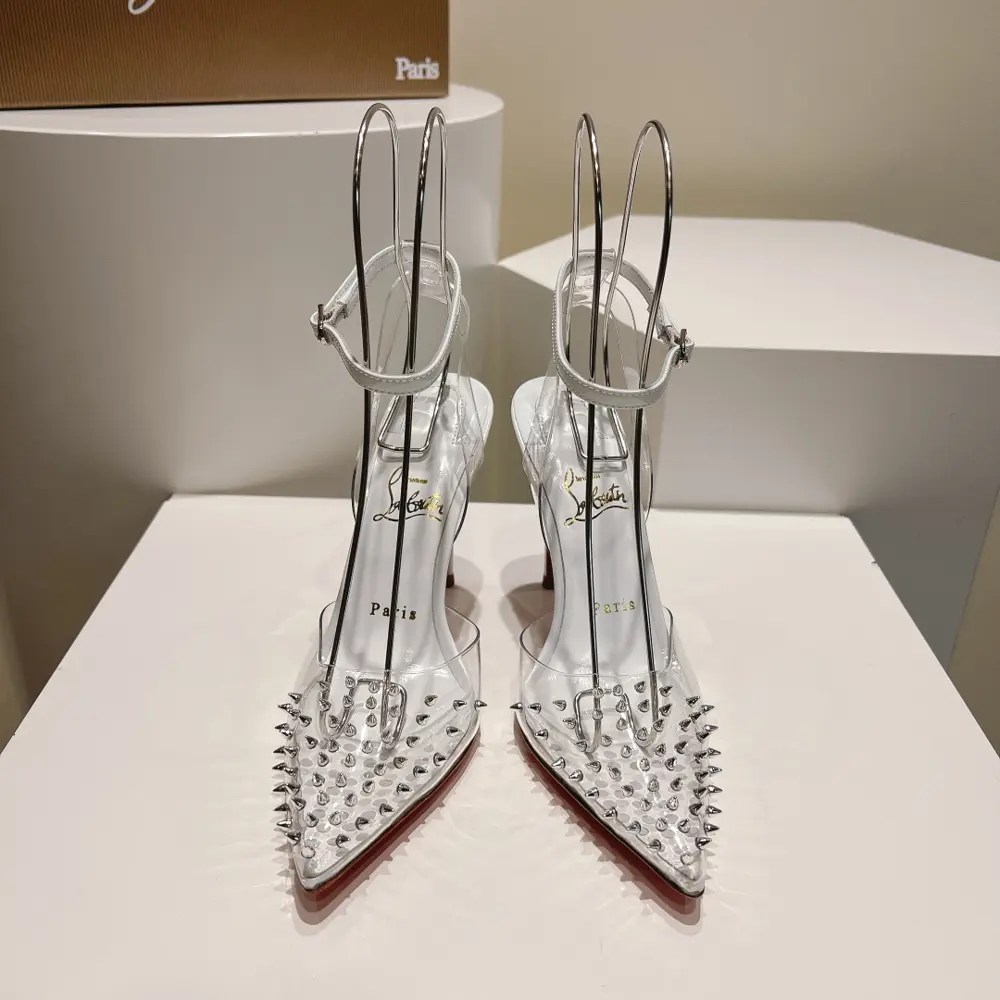 Christian Louboutin pointed high heel transparent rivet sandals