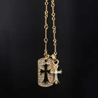Chrome Hearts Thai silver full diamond military flower cross necklace for men and women