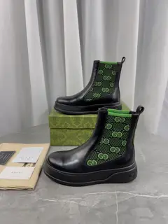 Gucci Thick-soled GG knitted patchwork Chelsea Heels