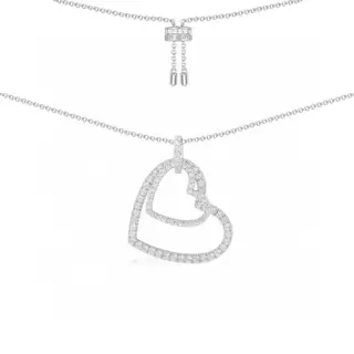 Apm monaco diamond-studded double heart necklace