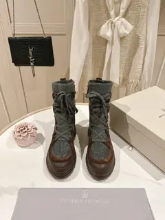 Brunello Cucinelli Wool Tube Boots The classic inspiration from loafers defines the modern