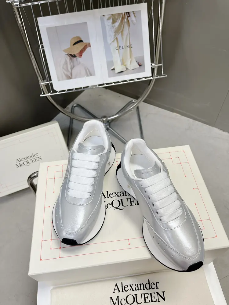 Alexander McQueen Sprint sports couple style. The side of the shoe is decorated with a