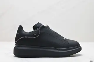 Italian luxury brand Alexander McQueen Sole Leather Sneakers white/zipper low-top fashion