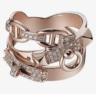 Ring Hot Hermes belt buckle pig nose Cross three-layer ring Exclusively imported sub-gold