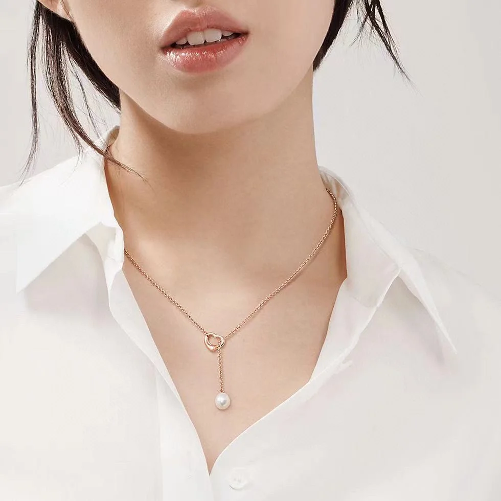 Tiffany Heart-Shaped Pearl Lasso Clavicle Necklace Elsa Peretti® Series Open Heart has a