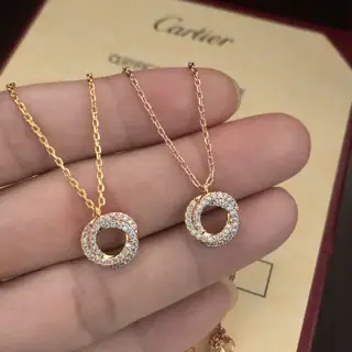 Cartier three-ring necklace 18k gold electroplating process counter version one-to-one