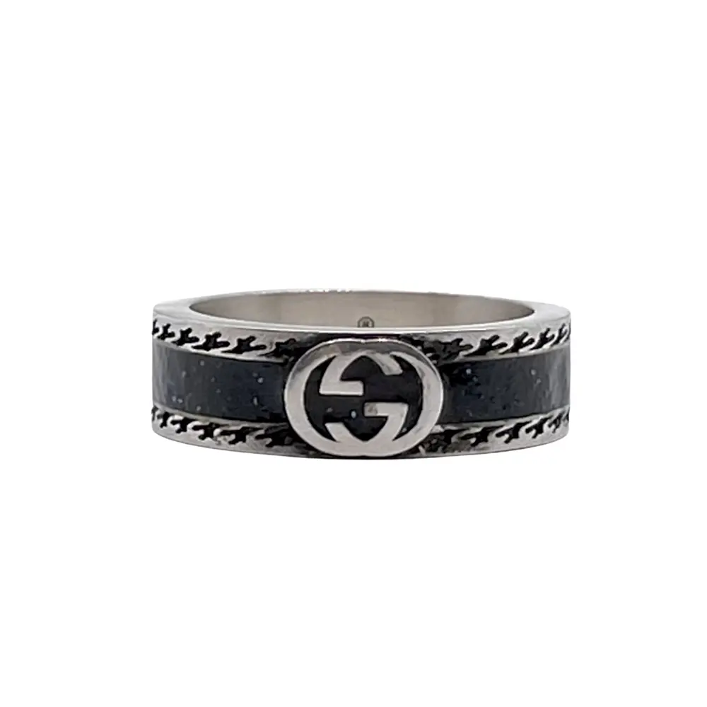 Gucci black enamel ring