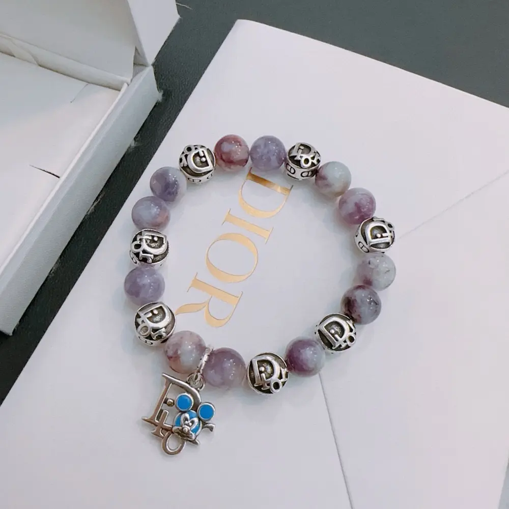 DIOR Multi-element natural stone agate Thai silver style bracelet
