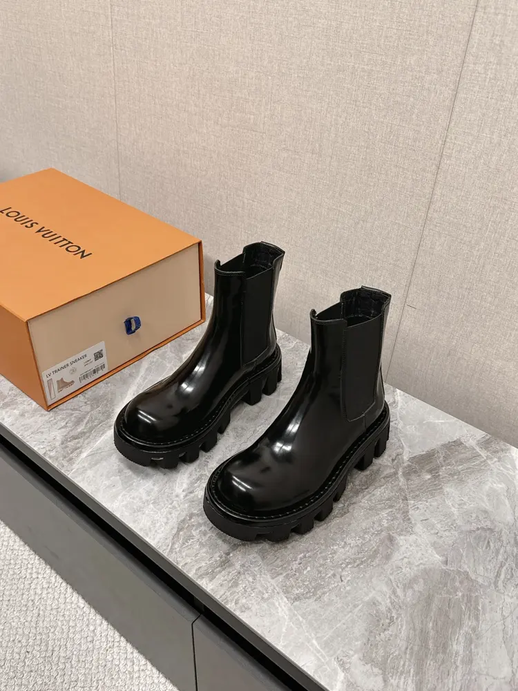 Louis Vuitton counter synchronization series new thick-soled dad shoes couple leather boots