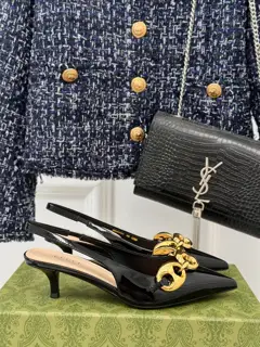 Gucci metal chain slingback sandals