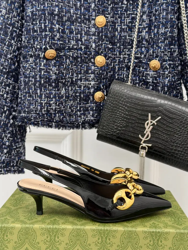 Gucci metal chain slingback sandals