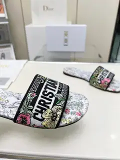 Dior leather slippers with monogram embroidery