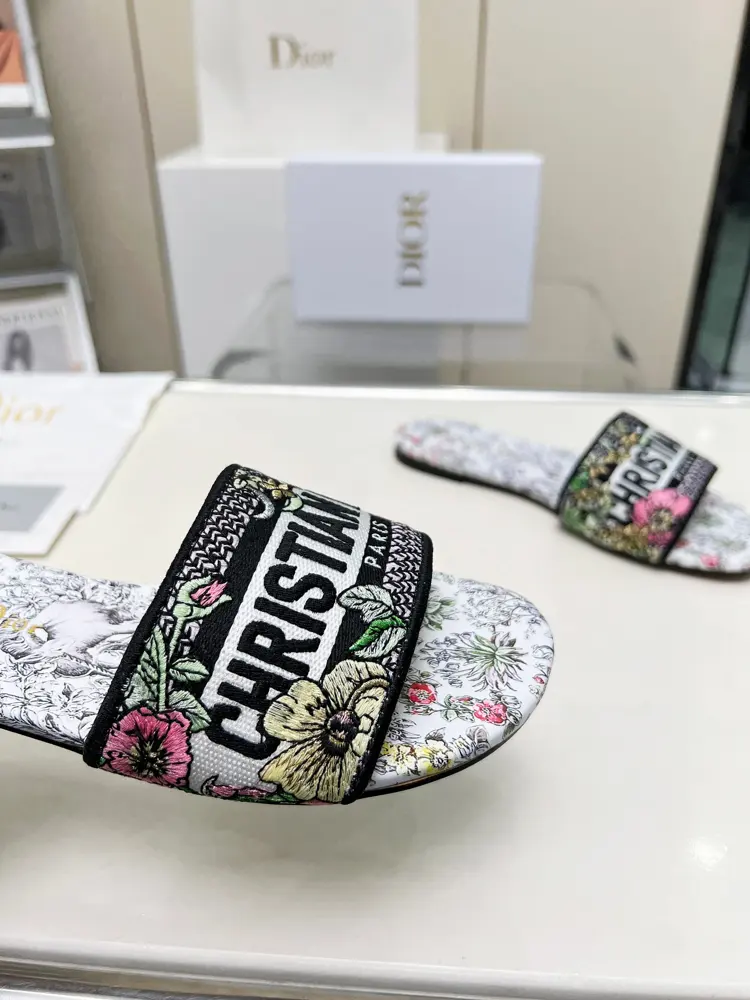 Dior leather slippers with monogram embroidery