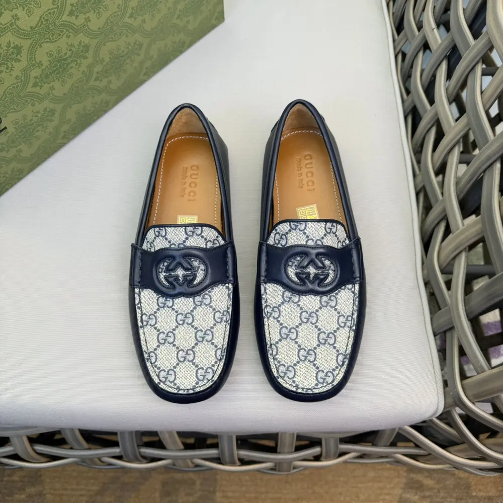 Gucci Loafers|Top quality|Original Double G embossed cowhide fabric|Inner lining and