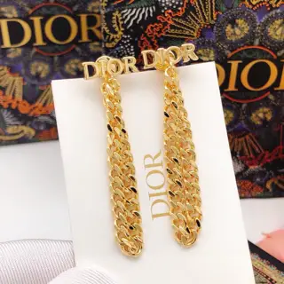 Dior original new product DIOR letter chain tassel earrings high-end quality