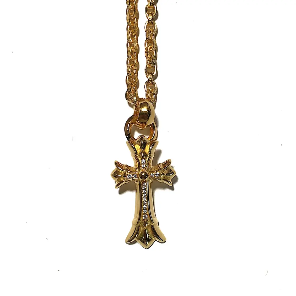 Chrome Hearts gold-plated 22k stone-set necklace