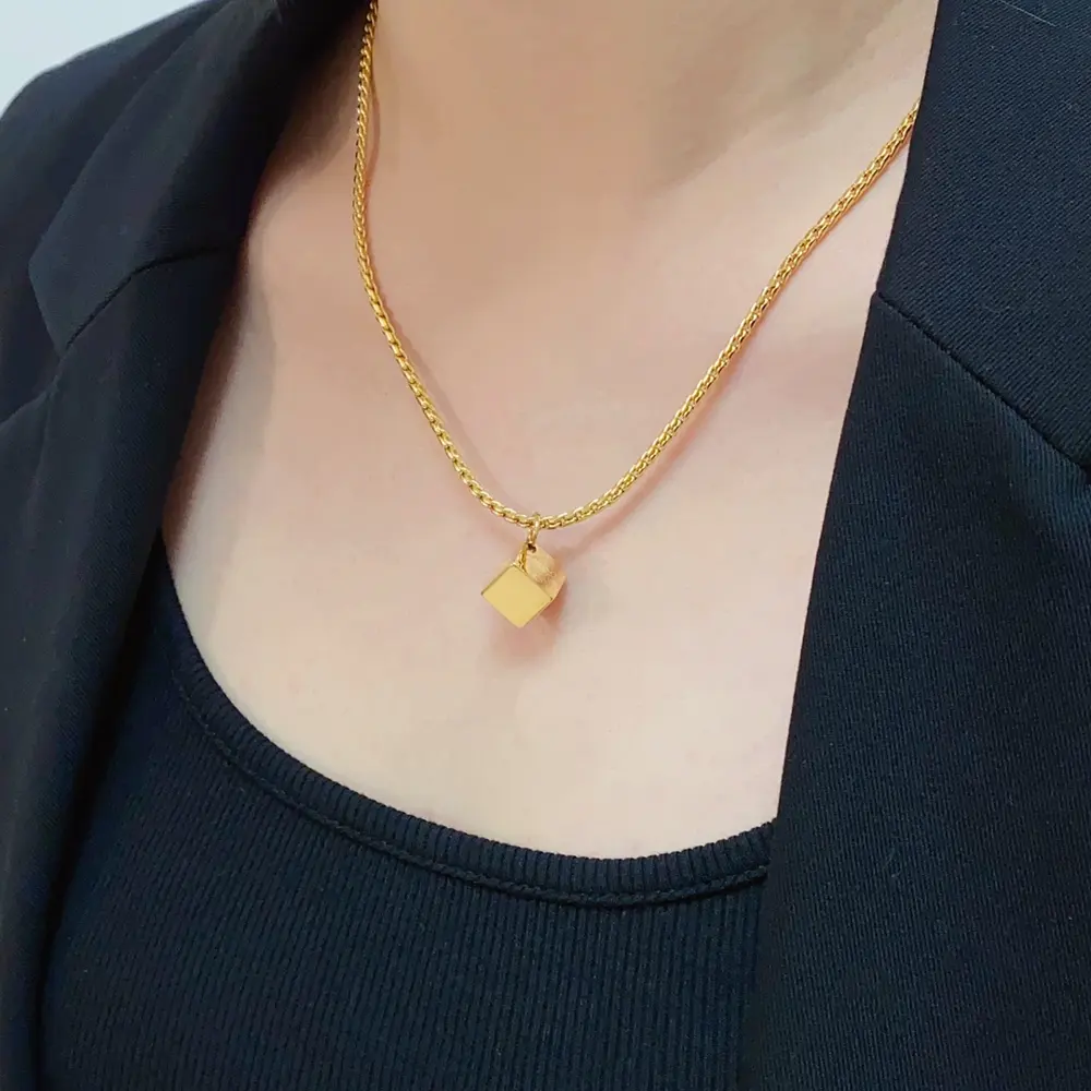 Celine Arc de Triomphe square pendant necklace