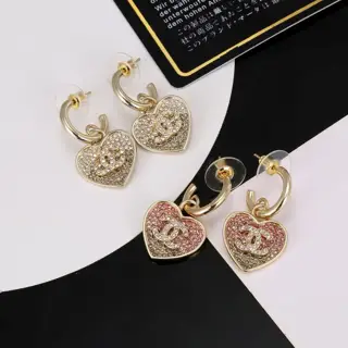 Chanel classic double C heart peach gradient earrings