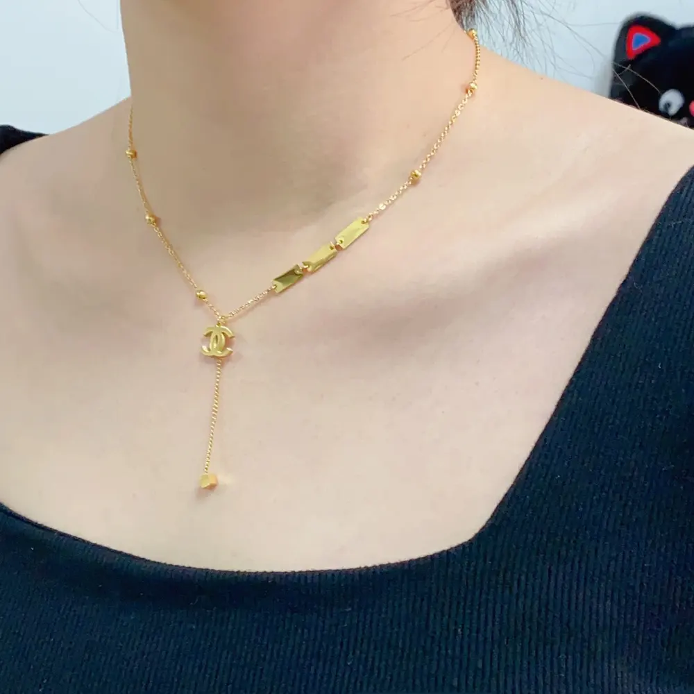 Chanel Double C thick gold necklace