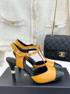 Chanel T-strap double C high-heeled sandals