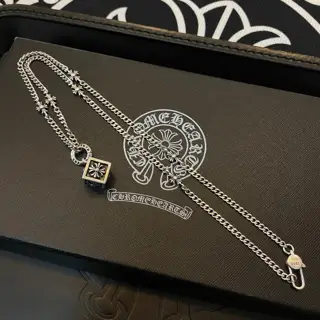 Chrome Hearts Classic Vintage Cross Sideways Necklace Dice Pendant