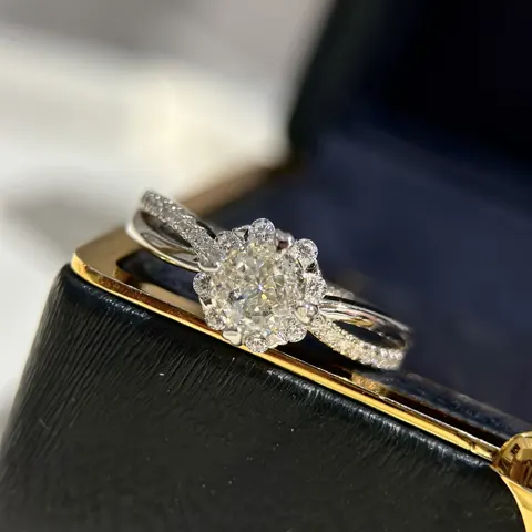 Chaumet Bud Cross Half Diamond Ring