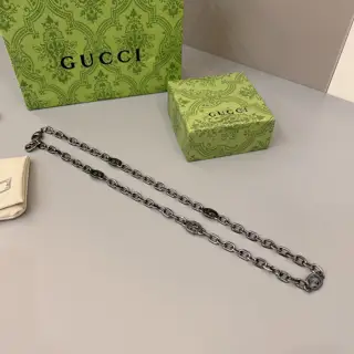 GucciNew black and gold Gucci necklace Gucci double G men and women Cuban chain
