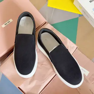 Miu Miu Miu latest model canvas thick sole biscuit shoes denim casual sneakers