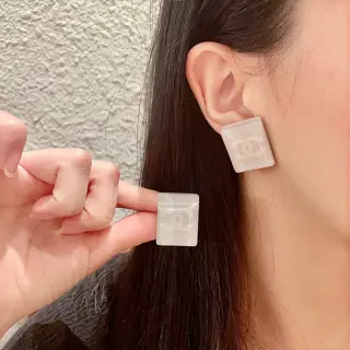 CHANEL Square Double C Earrings