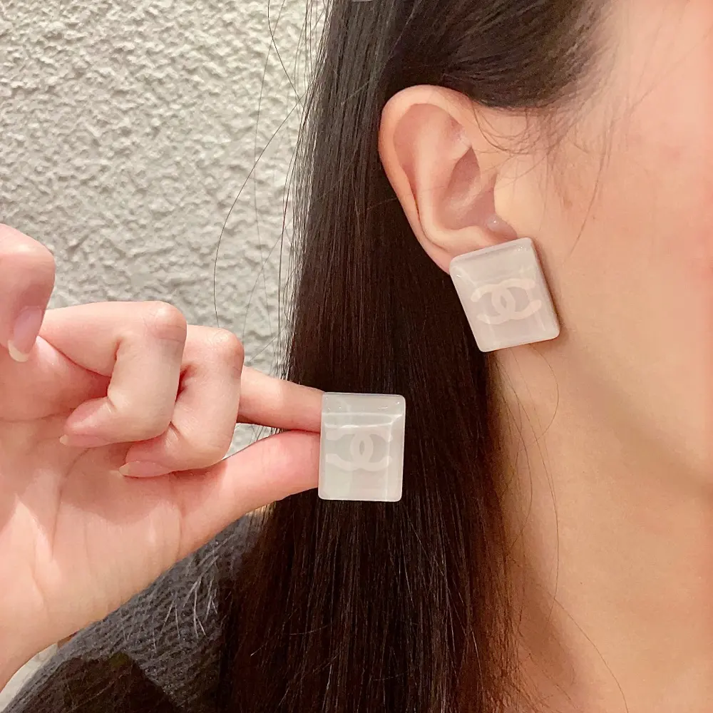CHANEL Square Double C Earrings