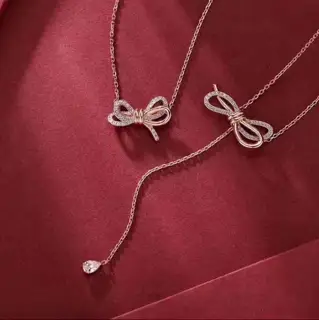 Swarovski Rose Gold Bow Necklace