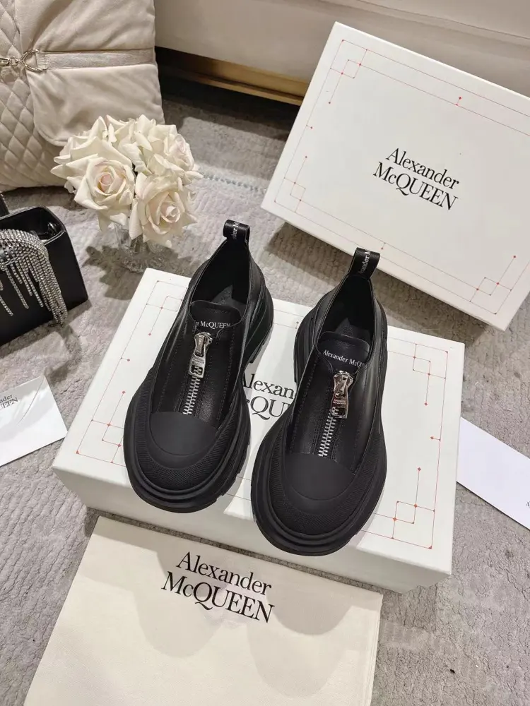 Alexander McQueen thick-soled front zipper single shoes